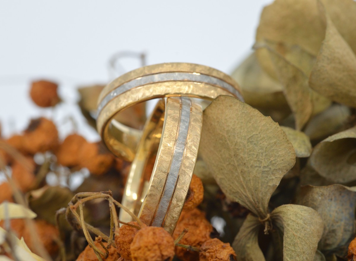  Bicolor-Trauringe in Gelb- und Weißgold