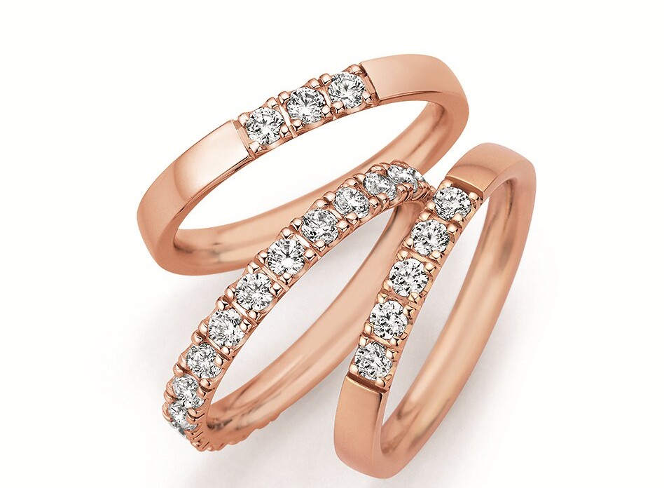  Memoire-Ringe in Roségold mit Brillantbesatz